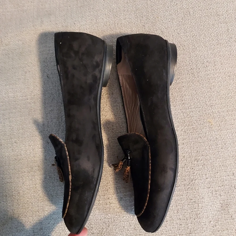 BeautiFeel Chloe Suede Loafers with Animal Print Tassles Sz-40 9/9.5 - Picture 4 of 9